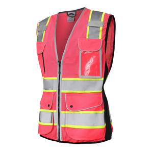 Rompi Keselamatan Reflektif Logo Kustom ANSI Kelas 2 Hi Vis Kontras Rompi Wanita Tugas Berat Rompi Keamanan Surveyor untuk Wanita - Product Image 2