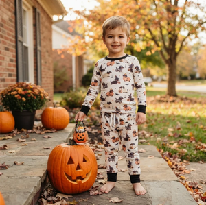 Pijamas de Algodón para Niños con Diseño de Calabaza Fantasma de Halloween, Estilo Chino, BLP1548 - Product Image 6