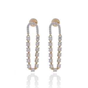 Elegantes Pendientes de Gotas con Brillo Sereno de 1.70 Ct para Mujer, Joyería de Moda con Diamantes Redondos Cultivados en Laboratorio en Oro Amarillo de 14K - Product Image 2