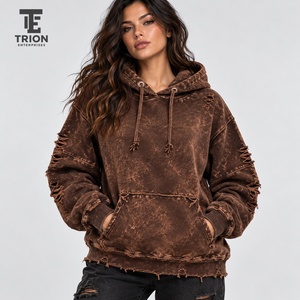 Premium <b>women</b>’s distressed <b>hoodie</b> featuring <b>soft</b> fabric, vintage fading, relaxed fit, and trendy worn details for modern - Product Image 1
