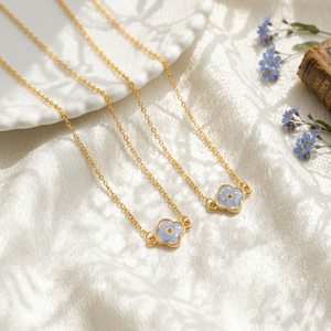 Collier en résine « Ne m'oubliez <span class=keywords><strong>pas</strong></span> » plaqué or 18 carats en acier inoxydable, bijou commémoratif délicat et significatif - Product Image 2