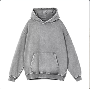 Camiseta con capucha ajustada de talla grande para hombre, camiseta con lavado ácido de gran tamaño para estampado de hojaldre, algodón Vintage, envío DDP - Product Image 1