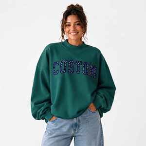 Custom Embroidered Streetwear Soft Cotton Mockneck Pullover Sweater <b>Jumper</b> Fleece Oversized Women Mock Neck Sweatshirt - Product Image 1