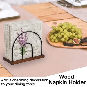 Soporte de madera para servilletas de alambre, accesorio negro para dispensador de vajilla, servilletas, servilletas - Product Image 3
