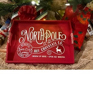 Bandejas de servicio de madera de Metal de nuevo diseño, regalo de Navidad multiusos, decoraciones de boda, precio bajo, 2024, bandejas de servicio de Navidad con mango - Product Image 4