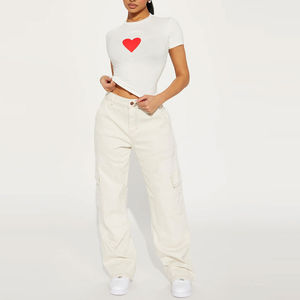 Pantalon cargo pour femmes, taille grande, respirant, léger, nouvelle arrivée, vêtements décontractés, pantalon cargo évasé en molleton pour femmes - Product Image 3
