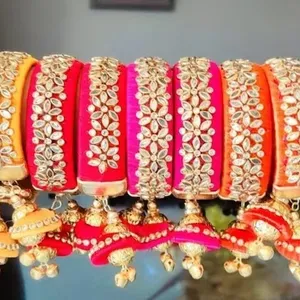 הודי מסורתי אופנה צמידי Resham חוט & Kundan צמיד עם גדילים סט עבור בנות ונשים חתונה צמידי מתנה עבור