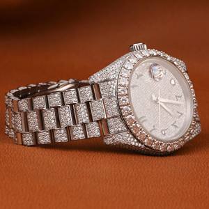 Nouvelle arrivée Montre-bracelet de luxe pour homme Or blanc Glacé Notre style Hip Hop Original Clarté VVS Moissanite Quartz intelligent Verre - Product Image 4