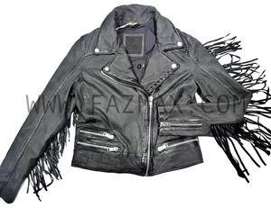 Chaqueta de Motociclista BRR EXIM Clásica de Cuero Negro, Impermeable y Resistente al Viento, con Cierre de Botones de Cuerno, Personalizable para Mujer - Product Image 2