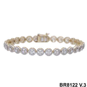 สร้อยข้อมือเทนนิสประดับเพชร3.48CTW สำหรับผู้หญิงทอง14K พร้อมรัศมีดีไซน์แบบเพิ่มความสดใสและกำไลข้อมือ - Product Image 2