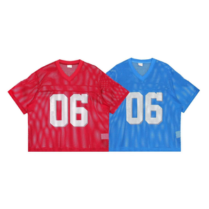 Maillot de football américain rétro tendance streetwear, impression sublimée personnalisée, maillot de hip-hop en maille, court, 100% polyester - Product Image 5