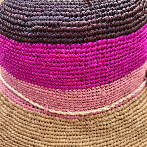 Crochet raphia plage et chapeaux quotidiens fait main mode coloré pour dames et femmes fabriqué à madagascar bob article - Product Image 5