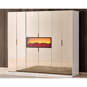 Armoire de chambre de luxe avec 4 et 6 portes, lits rembourrés et cheminée, modèle Love - Product Image 1