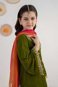 Lehenga Choli formel de luxe en velours acrylique brodé pour filles pakistanaises, pour les mariages, les fêtes de l'Aïd et les anniversaires - Product Image 4