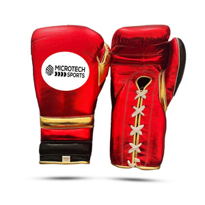 Guantes de boxeo profesionales de cuero genuino con logotipo personalizado para deportes al aire libre - Product Image 1