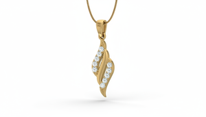 จี้รูปคลื่นสำหรับผู้หญิง ทอง 14K และเพชรแท้ | 0.18 กะรัต |   เครื่องประดับคุณภาพสูง รับสั่งซื้อจำนวนมากและปรับแต่งได้ - Product Image 4