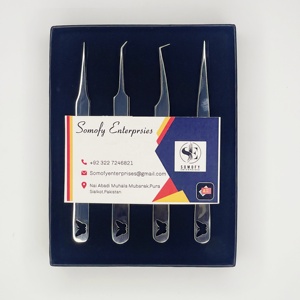 Pinzas para Pestañas de Acero Inoxidable Somofy Enterprises con Agarre Suave, Diseño de Base de Mariposa, 10 mm de Longitud, Puntas de Precisión Duraderas - Product Image 4