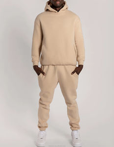 Conjunto de Sudadera con capucha Lisa personalizada para mujer, conjunto de invierno Unisex, chándal personalizado para mujer, chándal de lana de algodón de 2 piezas - Product Image 3