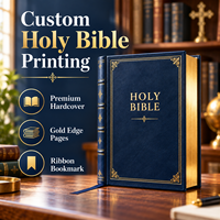Impression de livres personnalisés à couverture rigide bleue, impression de Bibles avec couverture en feuille d'or et bords dorés pour l'édition religieuse
