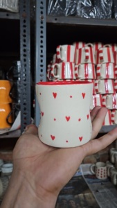 Tasse en céramique imprimée coeur 300 ml tasse à café faite à la main pour filles femmes micro-ondes cadeau pour anniversaire saint valentin anniversaire - Product Image 2