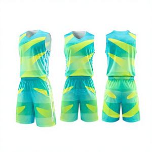 Ensemble d'uniformes de basketball personnalisés pas chers, design unique de maillot de basketball bleu, uniformes de basketball américains avec numéros, 100% polyester - Product Image 1