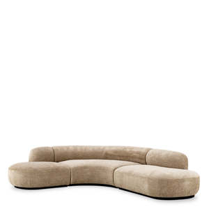 Sofá Chesterfield en Forma de L Bjrn, Color Arena, Modelo Lyssa, Convertible y Extensible, Muebles para Sala de Estar - Product Image 1