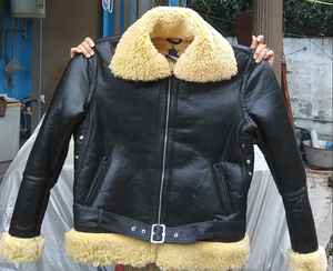 Men's Faux <b>Fur</b> PU Leather Jacket Heavyweight Thick Sherpa Lined Lapel Long Sleeve Zipper Up Jacket Overcoat Outwear - Product Image 1