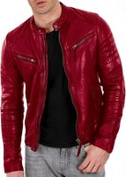 Veste de motard en cuir de mouton noir et marron de qualité supérieure pour homme, fermeture éclair, écologique, vintage, grandes tailles, saison hivernale