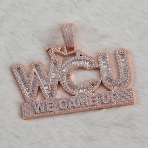 Pendentif sur mesure VVS Moissanite et or rose avec pendentif et breloque en forme de boule de testeur de lettre initiale - Product Image 2