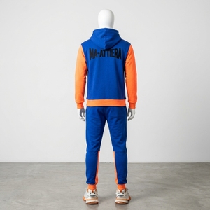 <b>Men</b> Blue Orange Hoodie Tracksuit Set <b>Pullover</b> Sweatshirt Jogger Pants Premium Sportswear Gym Training Running Fitness Casual Out - Product Image 3