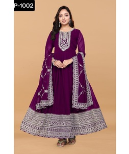 Robes longues de style Anarkali pour femmes indiennes, conçues par des designers, pour les mariages et les saisons festives, vêtements traditionnels, costume Salwar Kameez - Product Image 1