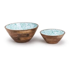 Tazón de Madera Personalizado para Servir Alimentos, Vajilla Grande con Estampado de Esmalte, Uso en Catering, Recipiente para Frutos Secos, Tazón para Mesa de Comedor - Product Image 6