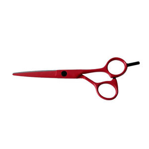 Ciseaux professionnels de coupe de cheveux de barbier enduits de rouge en acier inoxydable durable avec poignée en céramique et support de doigt pour salon de beauté - Product Image 6