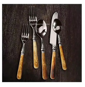 Ensemble de couverts faits à la main en acier inoxydable avec poignée en incrustation d'os anti-choc pour la maison, la table à manger, la vaisselle et la vaisselle - Product Image 2