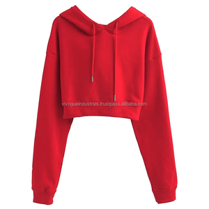 Ventes en gros de sweats à capuche personnalisés pour femmes, sweats à capuche d'hiver courts brodés, streetwear décontracté surdimensionné, pulls à capuche - Product Image 2