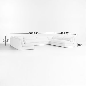 Seascape 5-Piece Contemporary U-Shaped Outdoor Sectional <b>Sofa</b> Upholstered with Fabric Wicker <b>Rattan</b> for Patio Backyard Furniture - Product Image 2