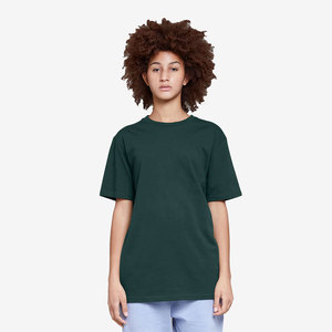 T-shirt décontracté pour femme en jersey de coton vert foncé à col rond et manches courtes, coupe classique, couleur unie, toutes saisons - Product Image 1