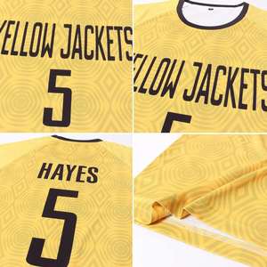 Uniforme de Fútbol Personalizado con Patrón Geométrico Amarillo y Negro - Conjunto de Camiseta y Pantalones Cortos con Nombre/Número Personalizable - Product Image 5