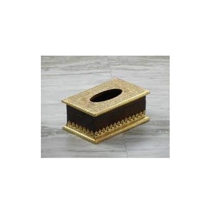 Caja de pañuelos de latón y servilletero de latón pulido brillante y de alta calidad para uso personalizado en vajilla - Product Image 1