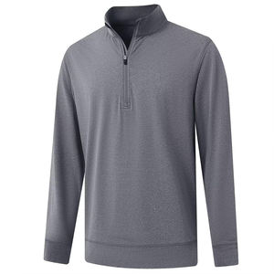Custom Logo Polyester Fleece Breathable Quick Dry <b>Men's</b> Long Sleeve <b>Half</b> <b>Zip</b> <b>Sweatshirt</b> Autumn Sport Golf Wear Garment Dyed - Product Image 1