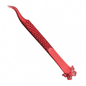 SHEARS BEAUTY แหนบดึงขนตาสแตนเลสสีแดง ดีไซน์รูปผีเสื้อ ทนทาน ป้องกันไฟฟ้าสถิต ปลายเรียบ/หยัก/ฟันเลื่อย ความยาว 10 มม. - Product Image 2
