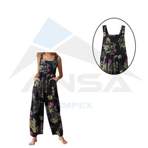 Último diseño 2024 Monos Mujer Sin mangas Floral Mono Pierna ancha Pantalones largos Monos - Product Image 4