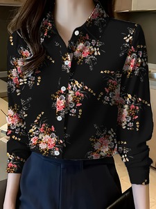 Camisa informal de algodón 100% de primera calidad, camisas personalizadas de fabricante OEM para mujer, camisas elegantes informales estampadas de verano para mujer - Product Image 6