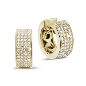 Boucles d'oreilles créoles articulées en or massif 14 carats avec diamants de laboratoire taille brillant rond, bijoux de mariée imposants pour occasions de mariage - Product Image 5