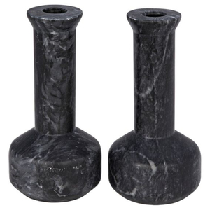Ensemble de 2 bougeoirs en marbre décoratifs pour la maison design vintage bougeoirs en marbre noir de grande qualité à prix attractif - Product Image 1