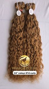Vente en gros de 100% qualité supérieure 24 ''paquets de cheveux humains bouclés à cuticule alignée frontal naturel #14 vague de cheveux humains bruts - Product Image 3