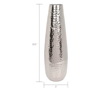 Elegante jarrón de metal de hierro martillado de 16,5 pulgadas, decoración del hogar de estilo costero para arreglos florales sofisticados - Product Image 3