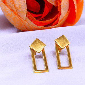 Wholesale Handmade 925 Sterling <b>Silver</b> Rectangle <b>Stud</b> <b>Earrings</b> Vintage Style Gold Plated Unique Daily Wear Accessories - Product Image 4