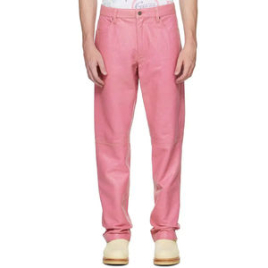 Pantalon en cuir pour homme de haute qualité, coupe droite, taille mi-haute, style urbain, avec logo personnalisé, imperméable et respirant, vente en gros - Product Image 3