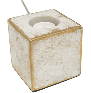 Lámpara de mesa cuadrada de cemento con efecto tiza, casquillo E27 y cable de 1,5m. (ALG 67807) - Product Image 2